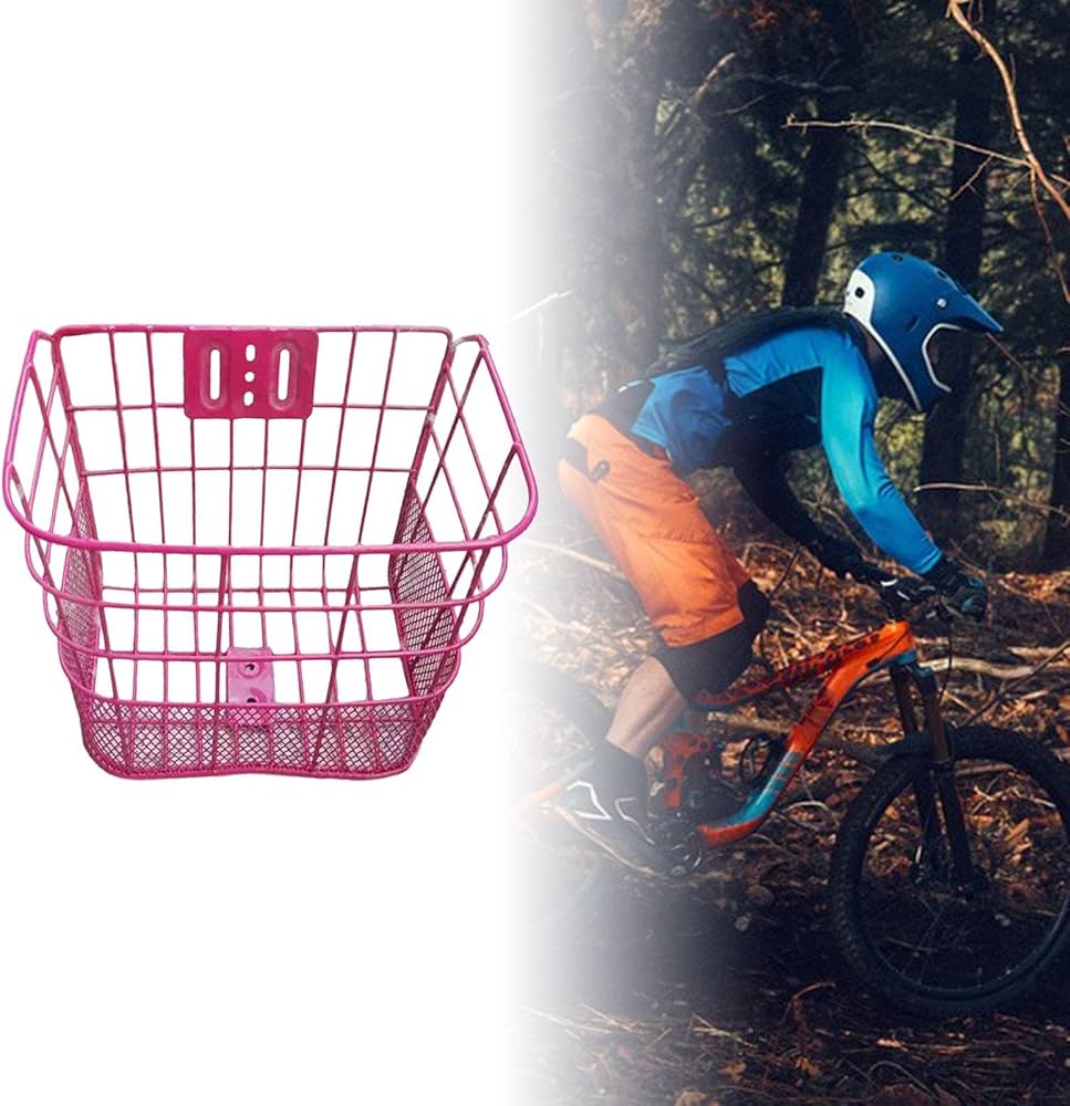 Amazon | 子供用自転車バスケット ピンク 金属製 前カゴ 大容量